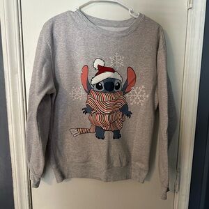 Gray Holiday Embroidered Stitch Sweatshirt